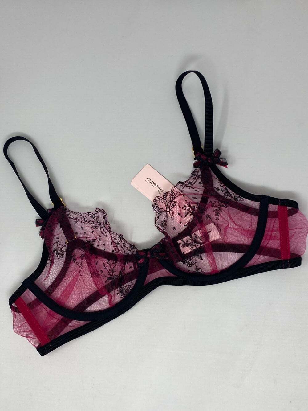 Agent Provocateur Graice Pink Black Bra 34DD NWT $145 - Picture 5 of 9